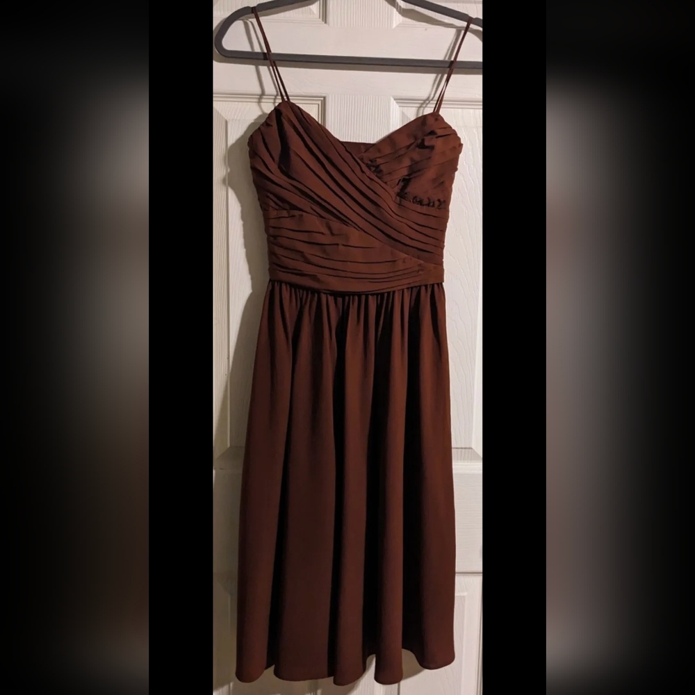 Zara Pleated Dress XS Burnt Orange Spaghetti Strap Party Cocktail